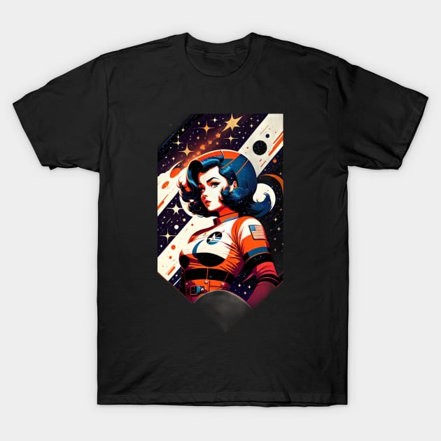 Space Pin Up Girl T-Shirt by Doctor Doom's Generic Latverian Storefront